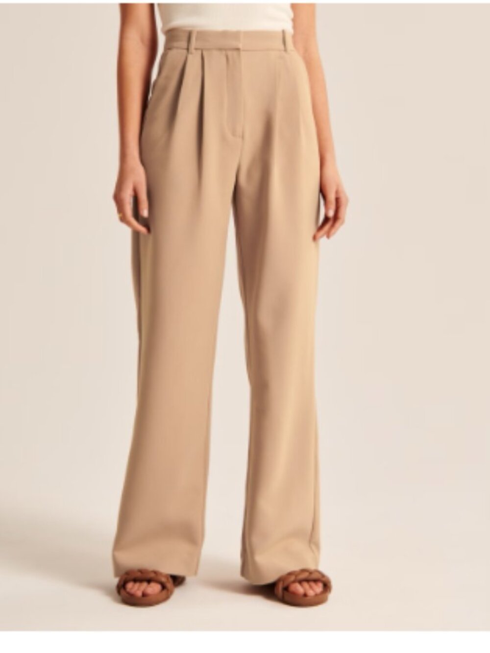 Abercrombie & Fitch Curve Love Wide Leg Pants Beige/ Tan 25/0